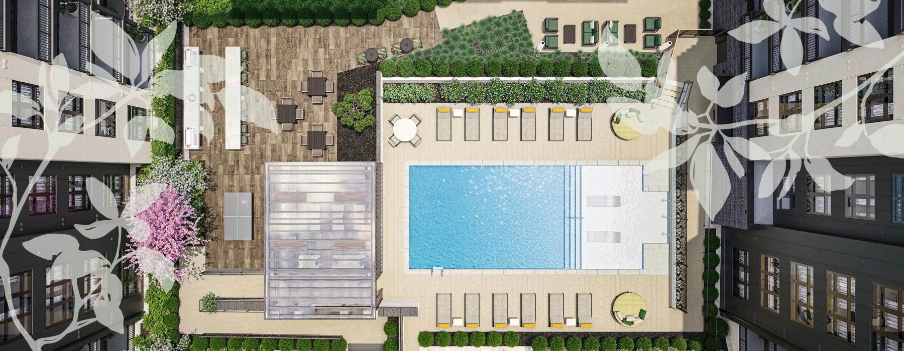 aerial of a pool